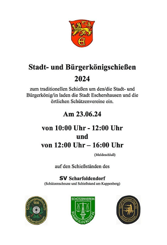 22.06.  11-17 Uhr Stadt- und Bürgerkönigschießen